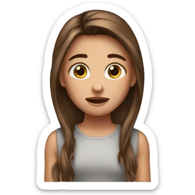 1girl,long browm hair, cry sticker