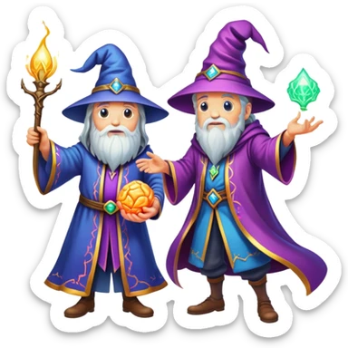 wizard and brain in a magical spell duel sticker