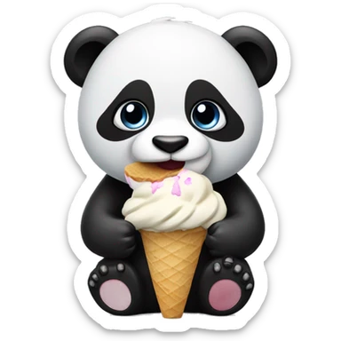 Panda eating ice cream sticker