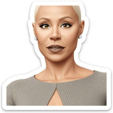 bald girl with earrings sticker