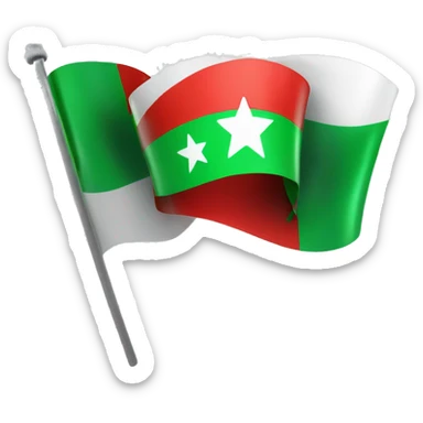 Flag A green ribbon and a white ribbon with a centre of 3 red five stars and a black ribbon sticker