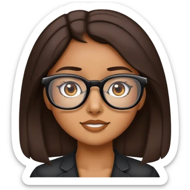 Girl with tan skin and dark brown hair with glasses  sticker