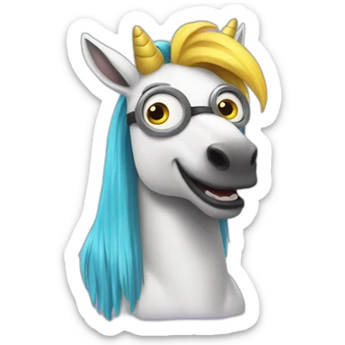 Minion on unicorn sticker