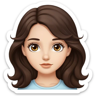 Brunette girl, long wavy dark brown hair, black eyes sticker