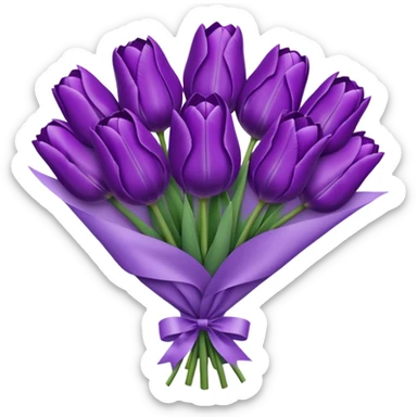 purple tulip bouquet with purple translucent paper wrap sticker
