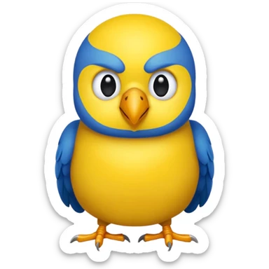 Pappagallo giallo e blu con il giallo sul petto le ali e la coda blu e la fronte poco poco verde sticker