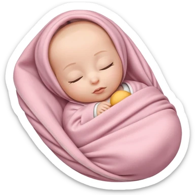 One fully swaddled sleeping baby wrapped in a light pink blanket sticker