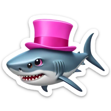 Shark with a pink top hat sticker
