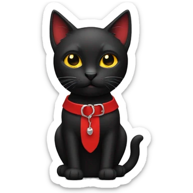 Black cat with red spiked collar sticker