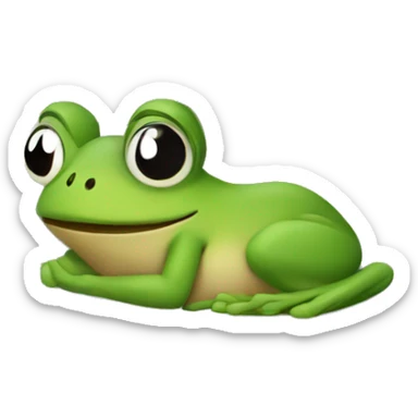A frog laying in a bed sticker