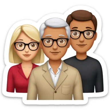 Two men and one women with glasses sticker