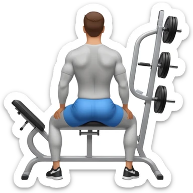 guy working out glutes with shirt on from the backwith machine  sticker