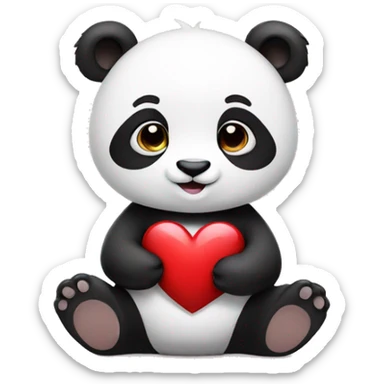 Panda with a heart sticker