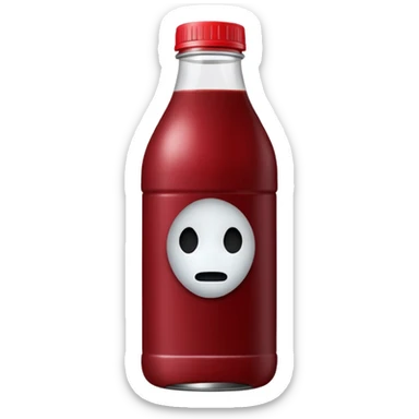 sobolo emoji (Ghanaian frink) in a plastic bottle and make the juice dark red  no face write sobolo on it sticker