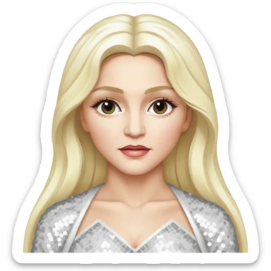 Madonna with long platinum blonde hair, white sequin outfit sticker