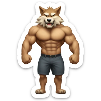 Buff wolf muscles standing  sticker