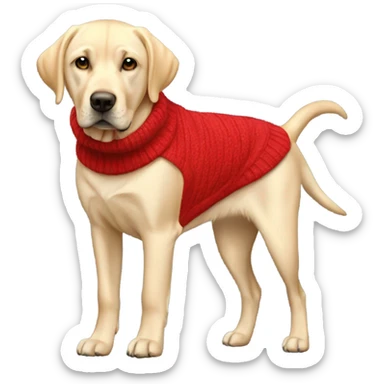 Pale golden slim Labrador wearing a red jumper  sticker