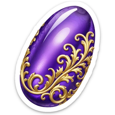 gold and dark purple rococo inflatable puffy nail polish sticker