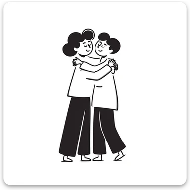 Two people giving each other a friendly hug sticker
