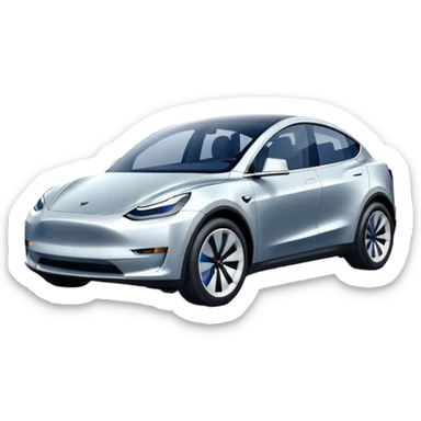 A Tesla Model Y parallel parking with a blue trajectory showing the planned path sticker