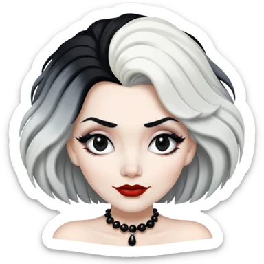 Cruella de Vil with black and white hair sticker