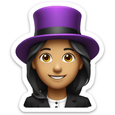 smiling girl in top hat sticker