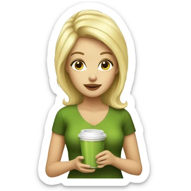 Blonde Women with a Matcha Cup sticker