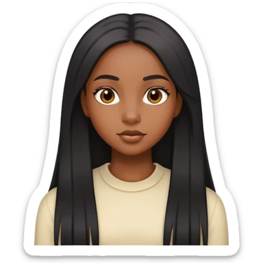 black girl with straight long hair sticker