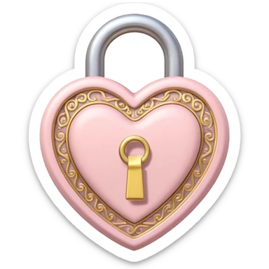 The key to the heart lock in soft pink, beige and yellow pastel colors sticker