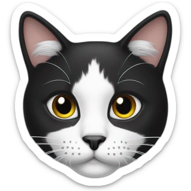 black and white cat with beard sticker