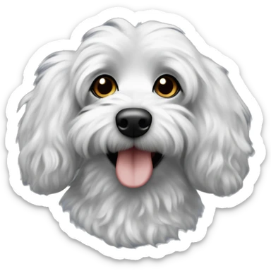 Black fluffy Doxiepoo with white hair on mouth sticker
