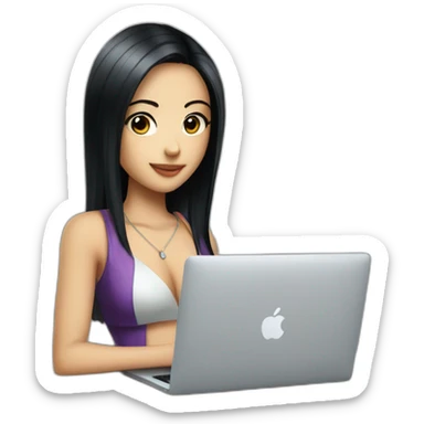 nico robin with a macbook sticker