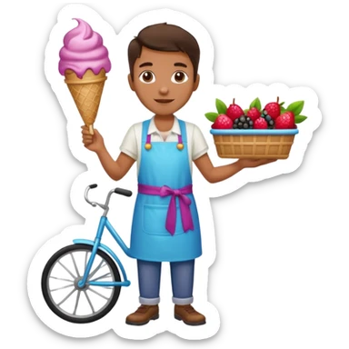 Vendor + berry cart,Ice Cream Vendor. sticker