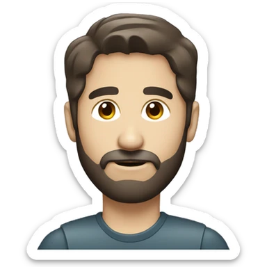 Man w dark brown hair beard using radio transmitter sticker