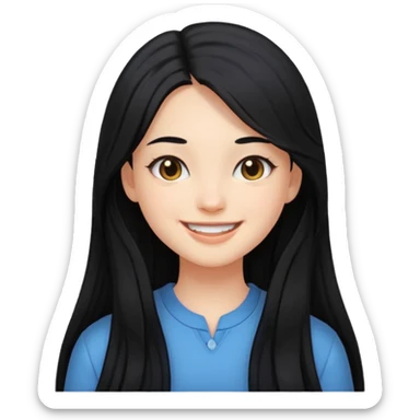 Girl with black and long hair with aesthetic clothes  sticker