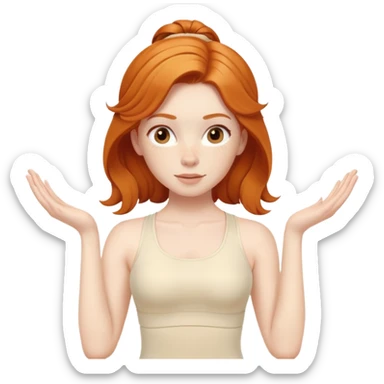 Ginger girl pilates middle part hair cream outfit sticker