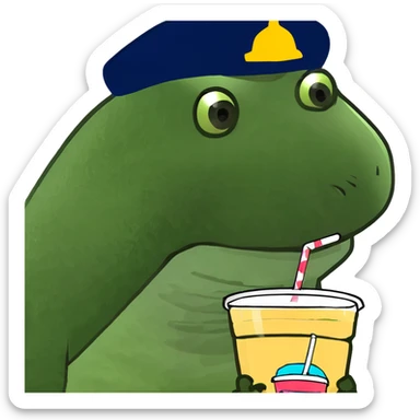Dinosaur drinking boba sticker