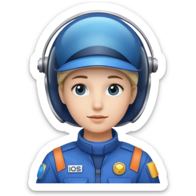 Blue-visor space mechanic sticker