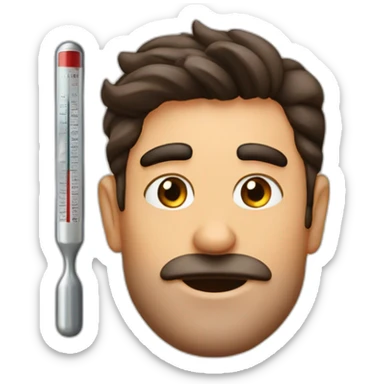 Brow hair Italian guy,covid,thermometer in mouth sticker