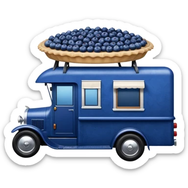 shiny crushed-dark-blue crystal body frozen blueberry pie 1912 antique long-wheelbase cab over durable trails low rider moving truck food truck  sticker