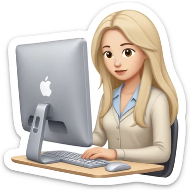 Busy mom working on a computer with hair sticker