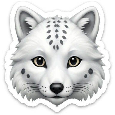 Hyper-realistic furry soft smooth elegant Arctic-wolf-snow-leopard-arctic-fox-fusion-hybrid-animal-creature, full body sticker