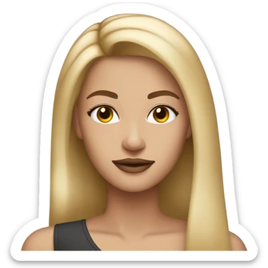 Beautiful woman with straight dirty blonde hair and pretty makeup sticker