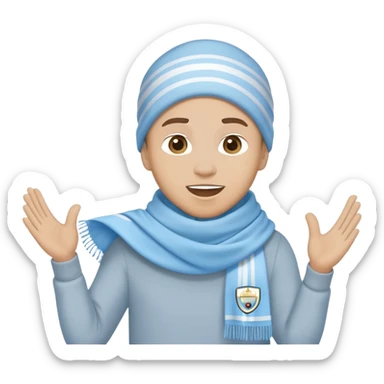 Manchester City fan cheering with sky blue scarf sticker
