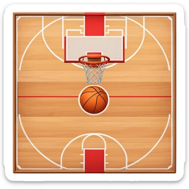 A miniature basketball court with a hoop and markings sticker