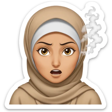 hijabi woman, furious expression, steam coming from ears sticker