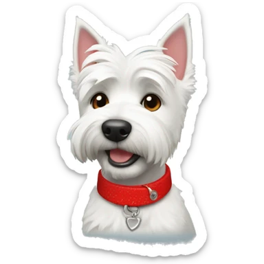 Westie dog with red bandan collar  sticker