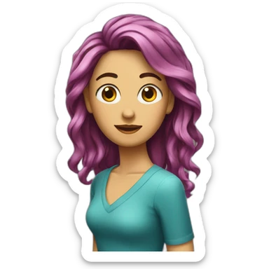 Donna con i capelli lunghi che saluta sticker