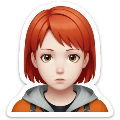 Makima from Chainsaw Man, short red hair, calm facial expression sticker