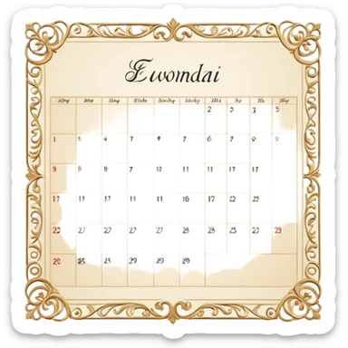 edwardian monthly calendar page sticker